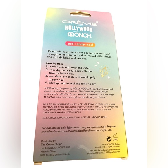 *new* The Crème Shop x Onch® x Hollywood® 50 Nail Decals + Clear Nail Polish - Picture 5 of 7